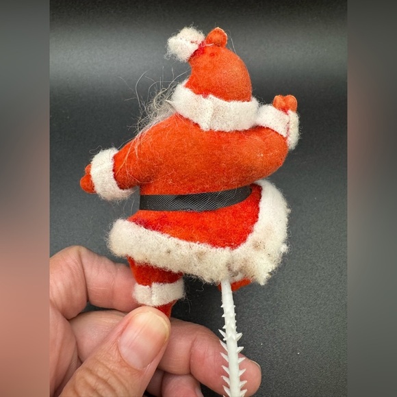 Vintage Christmas Flocked Santa Claus Pick or Ornament API Thailand - Picture 3 of 6